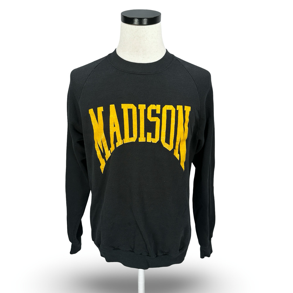 Vintage Madison Sweatshirt Men’s XL Black Yellow Graphic USA 90s‎ Jerzees Tag